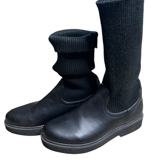 T.Taccardi Black Patent Leather Slouch Roll Top Boots Womens Size 41 EUR US 10 - Picture 5 of 8